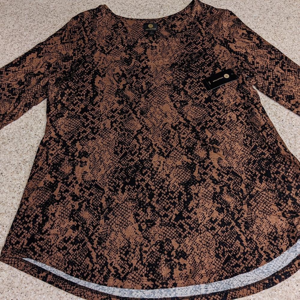 Animal Print 3/4 Sleeve Tunic Top